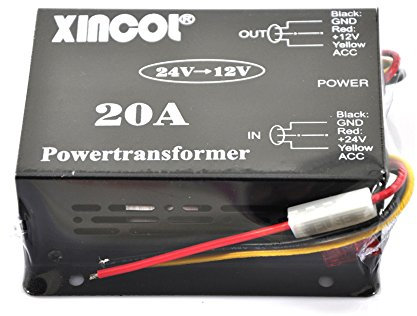 XINCOL 20A 240W Truck Car Power Supply DC 24V to 12V Buck Converter Voltage Reducer Step-down Transformer with Full Protections Inside Memory RAM and Inline Fuse