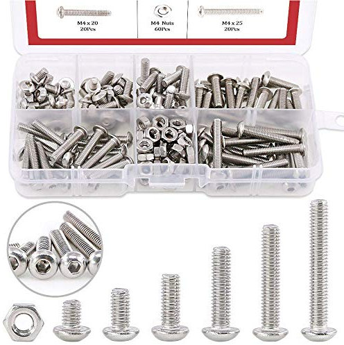 hilitchi 250 [M2] Edelstahl Innensechskant Button Head Cap Schrauben Schrauben Muttern Sortiment Kit