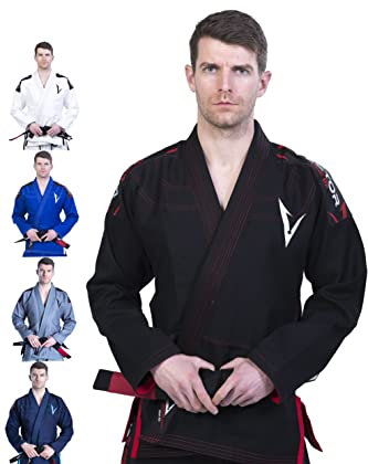 Vector, Kimono BJJ Gi per Jiu Jitsu Brasiliano, con Cintura Bianca Leggera prelavata Pearl Weave, 100% Tessuto Cotone Attila Series, Scarpette a Strappo Voltaic 3 Velcro Fade - Bambini, A3
