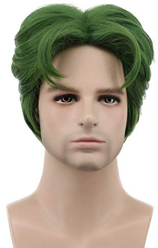 Karlery 5 Inches Short Curly Men Fluffy Dark Green Halloween Party Cosplay Costume Wig
