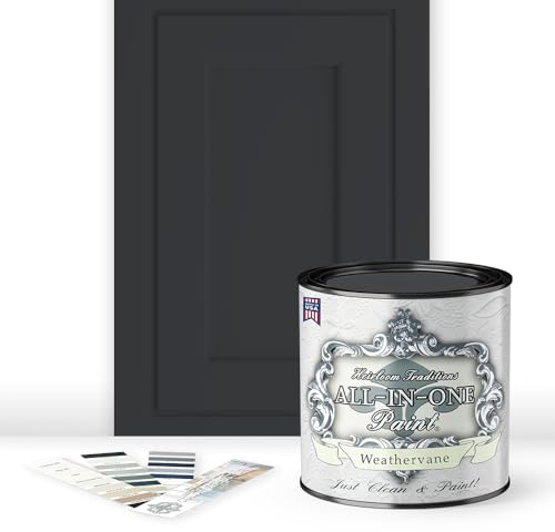 ALL-IN-ONE Paint by Heirloom Traditions, Weathervane (Charcoal), Quart - Durable cabinet and furniture paint. Built in primer and top coat, no sanding needed. Includes our 30 featured color card.