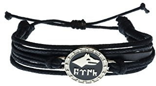 Gök-Türk Armband Lederarmband für Herren 'Bozkurt' Ertugrul Wolf Türkisch Türkei Schwarz