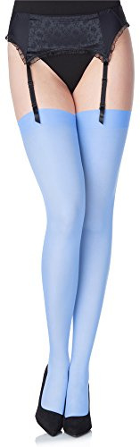 Merry Style Damen Mikrofaser Strapsstrümpfe MS 799 40 DEN (Blau, M-L (40-44))