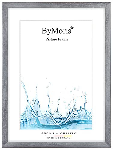ByMoris Cadre photo sur mesure 70 x 100 cm en Grey essuyé avec verre acrylique antireflet, poster affiche puzzle portrait cadre bois