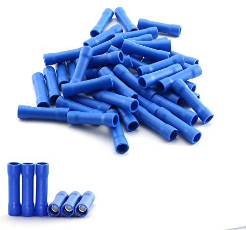 ZYAMY 100pcs Crimp Connectors Insulated Butt Quick Splice Wire Terminals Assorted Kit Electric Wire Crimp Connectors Cable Joiner Blue