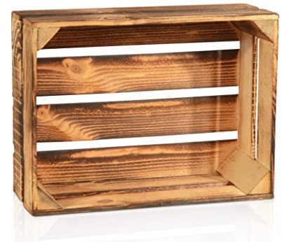 CHICCIE 2 Set Geflammte Obstkisten - 38x28x15cm Holzkisten Weinkisten Apfelkisten