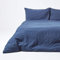 HOMESCAPES Parure de lit en Lin lavé avec Housse de Couette 240x220 cm et 2 taies d'oreiller 80x80 cm, Coloris Bleu Marine