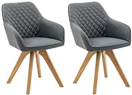 SalesFever 2er Set Polsterstühle mit Rautensteppung, Holz, Grau, 59 x 61 x 88 cm