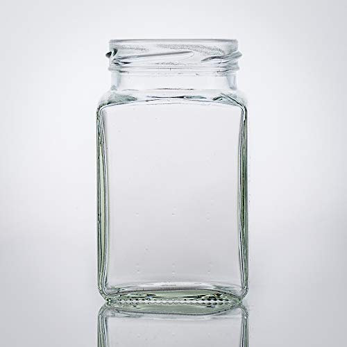 Flaschenbauer - 6 Mini Einmachgläser 260 ml Vierkant Gläser mit Schraubverschluss to 58 Gold - Gläser mit Deckel perfekt als Marmeladengläser, Honiggläser