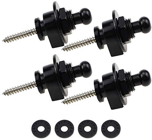 UBERMing 4 Pezzi Chitarra Strap Locks Bottoni per Tracolla Chitarra, Facile da Rimuovere, Serratura Cinghia Per Chitarra con 4 Rondelle Silicone per Chitarra Acustica Elettrica Basso Ukulele-Nero