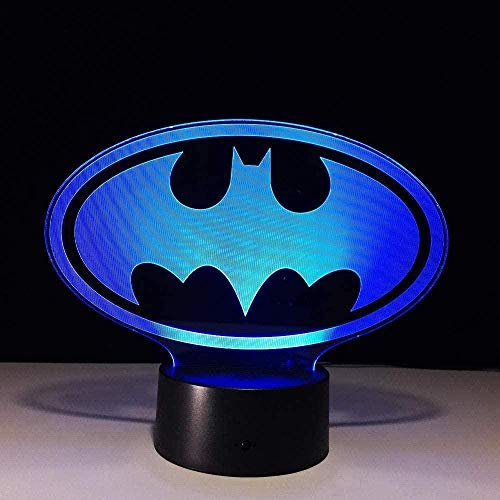 Batman 3D Night Light Optical Illusion Lampe LED décoration de la chambre lumière, 7 types de changement de couleur tactile veilleuse, utilisé pour la décoration de la chambre de bébé enfants cadeaux