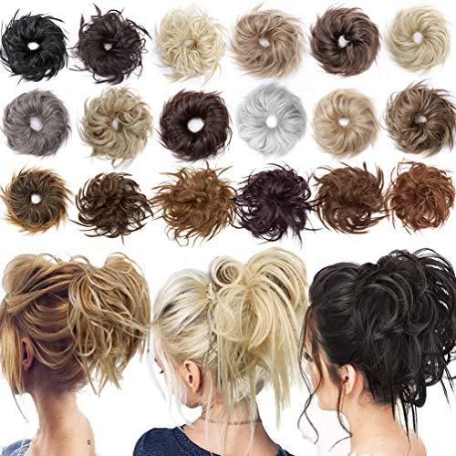 Hair Extensions Haargummi Haarteil Dutt mit Haaren Glatt struppige Haarknoten Hochsteckfrisuren Brautfrisuren Haarverlängerung für Frauen - Hellbraunes blondes Highlight