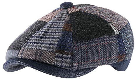 B Collection - Flatcap, Schiebermütze, Newsboy Cap Pansy - Size 62 cm - Patchwork-bleu