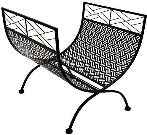 GeKi Trend Kaminholzständer Kaminholzregal Kaminholzkorb Zeitschriftenständer Schmiedeeisen Metall schwarz 53 x 50 cm groß