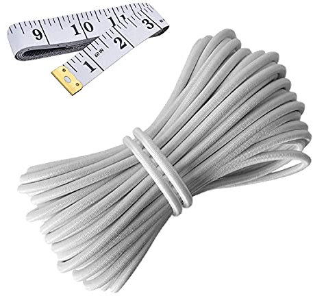 HEMYLU Cordoncino elastico da 3 mm x 4,3 m, bianco, con manicotto in nylon e resistente per lavori fai da te e cucito