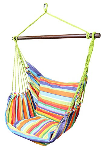HOBEA-Germany Hängesessel Hängestuhl Hängesitz mit 2 Kissenhüllen (XXL (bis 140kg belastbar), Brasilien)