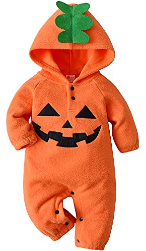 Baby Kürbis Kostüm Baby Halloween Kostüme Kinder Kapuzen-Strampler Orange Onesie Unisex 3-20 Monate