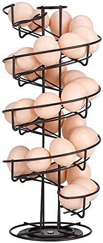 Toplife Distributeur Oeuf, Distributeur Oeuf Spirale Rangement Contient Environ 30-36 Oeufs, Support à Oeufs Peut Ranger et Marquer dans l'ordre - Brun