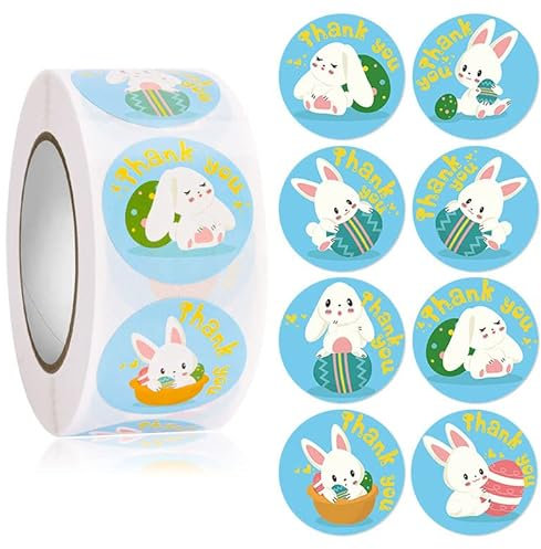 500 Stück Osteraufkleber Osterhase Ostern Aufkleber Verpackung Ostergeschenke,Ostereier und Hasenaufkleber,8 Muster von Osterdekorationsaufkleber für Kunsthandwerk oder Geschenkverpackungen(Modell D)