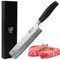 Sunlong Couteau Nakiri 6,5 pouces Couteau d'office Super Sharp - Couteau de chef en acier damas japonais - Manche en ébène naturel - Couteau de chef