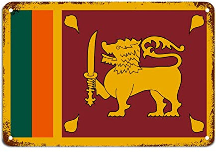 Metallschild mit Sri Lanka-Flagge, Sri Lanka, Metall-Blechschild, rustikal, patriotische Dekoration, Nationalflagge, Wandkunst, Vintage, Retro, Heimdekoration für Schlafzimmer, Wohnzimmer, Veranda,