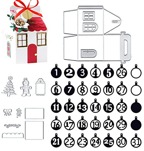 dancepandas Stanzschablone Box Weihnachten Klein Stanzschablonen Häuser Schablone Geschenkbox Metall Prägeschablone Box für Geschenkbox Süßigkeitenbox DIY Cutting Dies