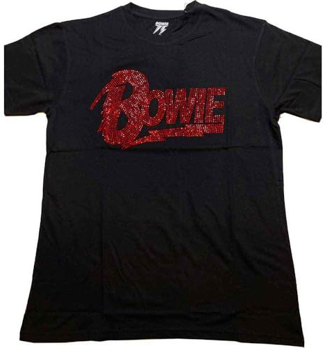 David Bowie T Shirt Diamante Flash Logo Official Unisex Black