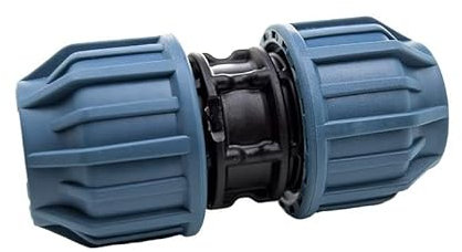 PE Fitting Kupplung gerade PP-Fitting Verschraubung für PE-Rohr Klemmverbinder PN 16 DVGW Trinkwasser (16mm) Grau