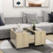Makastle Beistelltisch mit 1 Innenfach, Zeitungsständer Couchtisch Quadratisch Wohnzimmer Tisch mit Rädern, für Büro & Zuhause, platzsparender, Sonoma-Eiche 60x60x38 cm Spanplatte