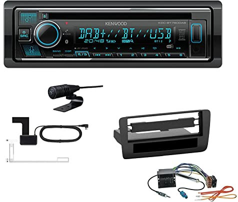 Kenwood KDC-BT760DAB 1-DIN Autoradio CD-Tuner mit Bluetooth Digitalradio DAB+ inkl. Einbauset kompatibel mit Audi A1 ab 2010 schwarz ohne Canbus