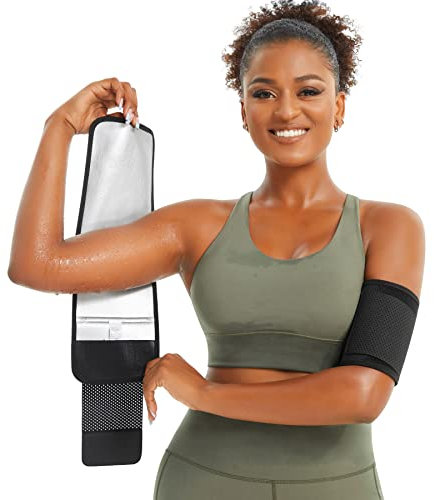 Junlan Einstellbare Arm Gürtel Damen Sauna Effekt Thermo Schweiß Arm Bands Trimmer Arm Former Oberarme Schlanker Shaper(schwarz, S-M)