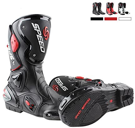 Stivali Moto da Pista Racing Stivali Motocross Professionale Antiscivolo Traspirante Impermeabile - 43EU Nero
