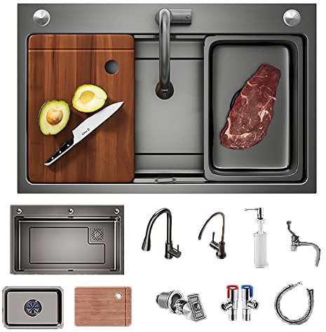 Fregadero De Cocina De Acero Inoxidable,lavadero pila exterior,fregadero de preparación de barra,Fregadero Comercial de un Solo Tazón,para Tiendas,Restaurantes,instalación empotrada o bajo encimera (