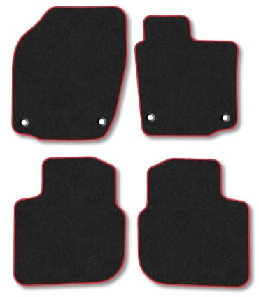 Skoda Rapid (2013-2019) Carpet Car Mats | Red Edge Trim Tailored Fit Floor Mats Full Coverage Protection Accessories Easy Clean Anti Slip Made in the UK