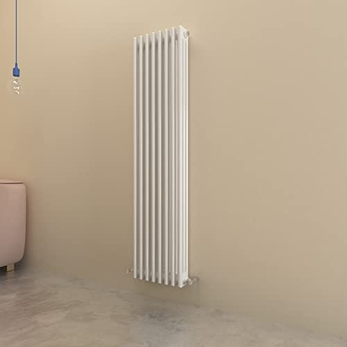 White Traditional Radiator Cast Iron Style Vertical Radiator Triple Columns Heating Centre Radiator for Bathroom,Living Room and Kitchen1500x380mm