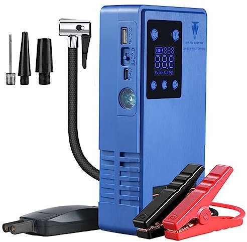 Avviatore batteria auto emergenza 12V con compressore portatile, power bank