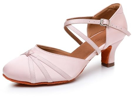Rosefinch Damen Ballroom Latein Tanzschuhe Salsa Tango Walzer Gesellschaftstanzschuhe für Damen Tanzschuhe Rosa 5cm Absatz 38 EU