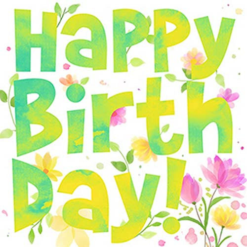 20 Servietten Geburtstag grün mit Blumen | Erwachsene | Kinder | Happy Birthday | Tischdeko | Decoupage | Serviettentechnik 33x33cm