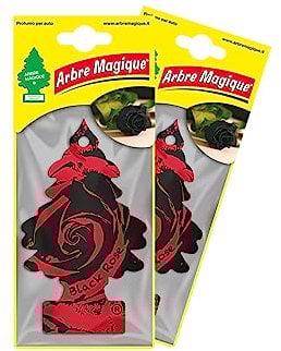 Arbre Magique Duo Pack Black Rose – Autoduft – 7 Wochen natürliche Frische – konstante Haltbarkeit – raffinierter Duft und Samt – elegantes Aroma