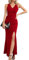 Cocktailkleid Maxikleid Festliche Partykleid Sommerkleid - Laughido Damen Wickelkleid Elegant Bodycon Lang Hochzeit Abendkleider (rot, klein)