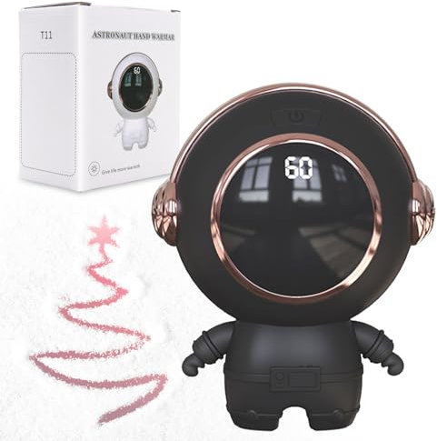 Handwärmer, wiederaufladbar, 6000 mAh, elektrischer tragbarer Handwärmer, Cartoon-Astronautenwärmer mit Digitalanzeige mit USB-Aufladung, ideal für Winter, Outdoor-Sport, Camping