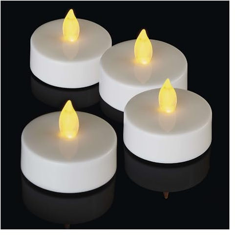 EMOS Lot de 4 bougies chauffe-plat LED blanches sans flamme avec effet vacillant, décoration pour Noël, Toussaint, fêtes, IP20, avec batterie, blanc chaud vintage