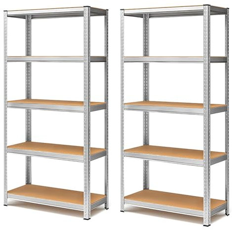 Blumixx Lot de 2 étagères pour charges lourdes avec 5 étages - Étagère de caisses à boissons, de cave, de stockage, étagère en métal, étagère sur pied, étagère - 180 x 90 x 40 cm - Charge maximale par