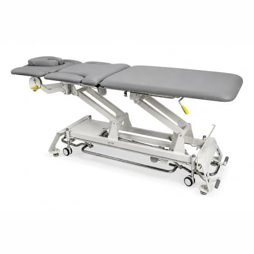 Elektrische Therapieliege Höhenverstellbar – Physiotherapie Osteopathie mit Stahlrahmen | Drop-System Nacken und Brustbereich | Atemloch Rollen und Schwenkbare Armlehnen für Praxis