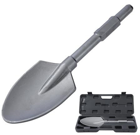 TOPWAY Clay Spade Scoop for Breaker PH65 95A Demolition Hammer Jack Hammer 1-1/8 Hex Shank Clay Spade Shovel Chisel 440 x 136mm with Plastic Case 121151