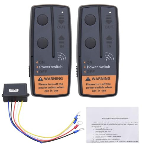 KAOLALI Juego de Mando a Distancia Inalámbrico de 12 V/24 V para Cabrestante de 2 Piezas, Universal de Alta Sensibilidad, Controlador de Cabrestante Eléctrico para Coche, ATV, Jeep