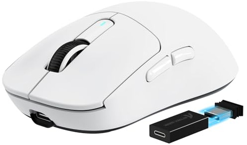 MANBASNAKE Attack Shark X3 Pro 4K/8K Hz Maus, 59g Superlight BT/2.4G Wireless/Wired Gaming Mouse, PixArt PAW3395 Gaming Sensor, 26000 DPI, Programmierbare Tasten für Win11/Xbox/PS/Mac (Weiß)