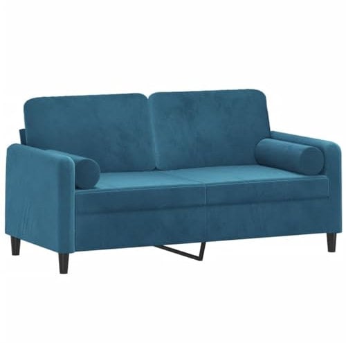 vidaXL 2-Sitzer-Sofa mit Zierkissen Blau 140 cm Samt