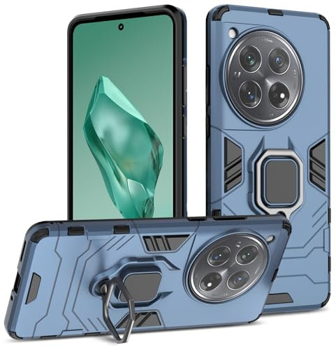 Btstring Hülle kompatibel mit Oneplus 12, Militär Standard Stoßfest Handyhülle Case Hybrid Metall Ring Halter Schutzhülle Handy Hüllen Cover -Blau