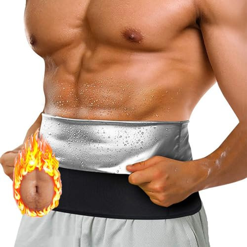 Ceinture de Sudation Abdominale Unisexe Ceinture Abdominale Amincissante Ceinture Abdominale Minceur Ceinture Sudation Ventre Ceinture Amincissante Effet Sauna Ventre Plat Waist Trainer (Argent, L)